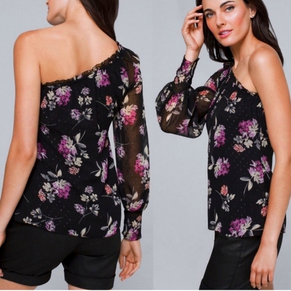 NWOT Whitehouse Blackmarket Flower 👚 Blouse Sz L - Picture 2 of 9